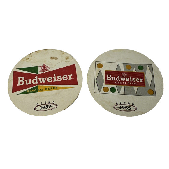 Beer Coaster ~ Anheuser-Busch BUDWEISER King ~ Retro 1955 & 1957 ~ St Louis, MO‎ - Picture 1 of 5